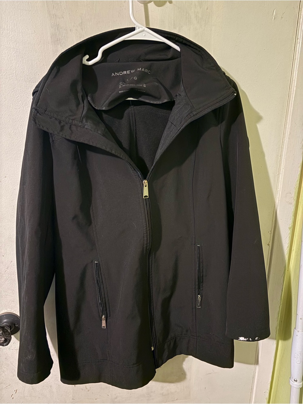 Andrew Marc Black Hooded Lightweight Utility Jacket